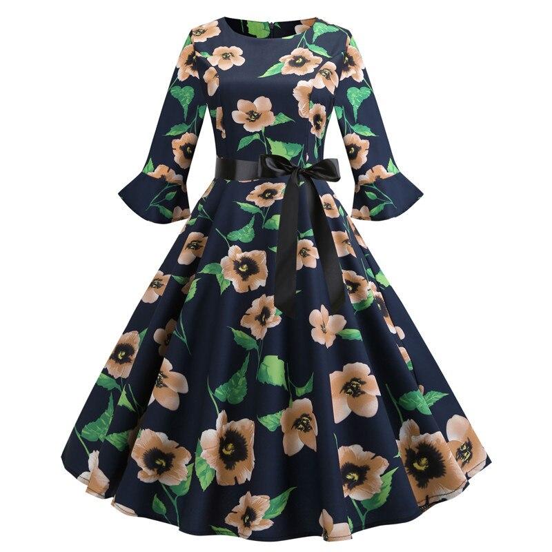 Black Floral Winter Vintage Dress