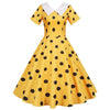 Yellow Vintage Dress With Black Dots