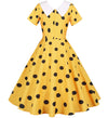 Yellow Vintage Dress With Black Dots