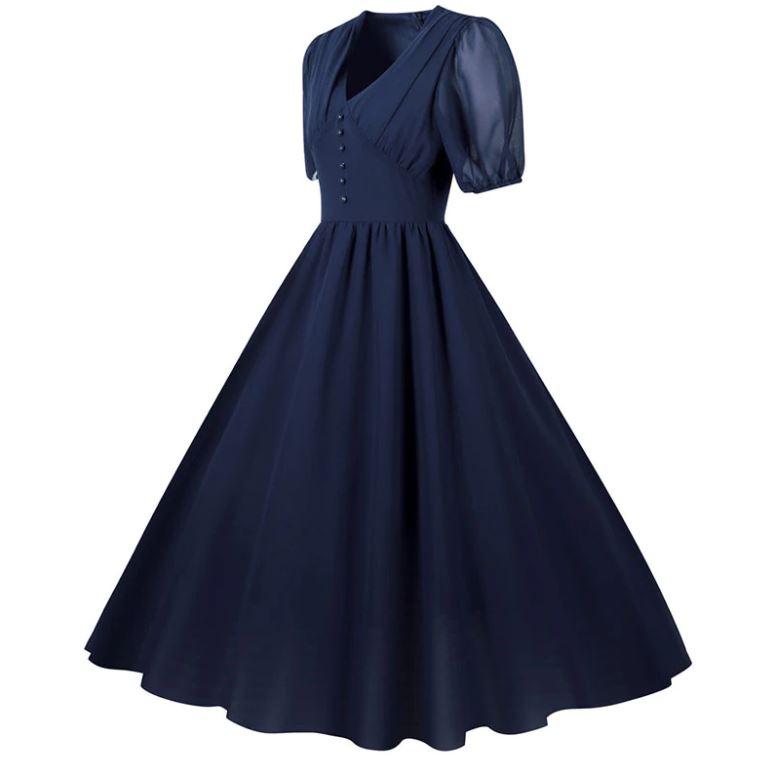 Blue Vintage 50s Long Dress