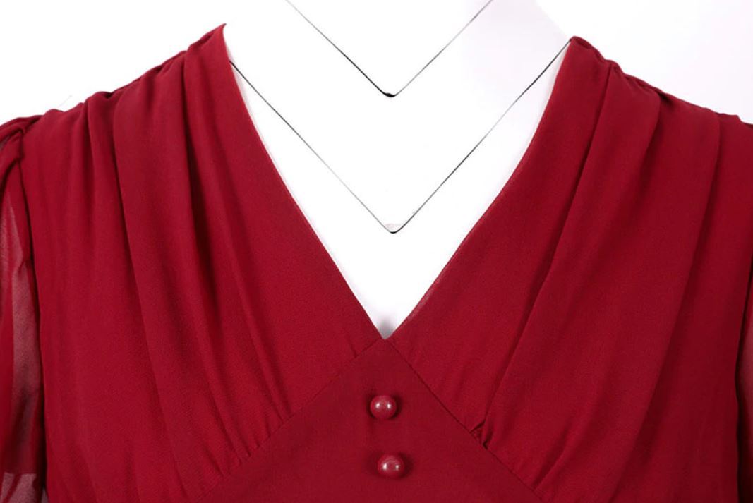 Burgundy Vintage 50s Long Dress