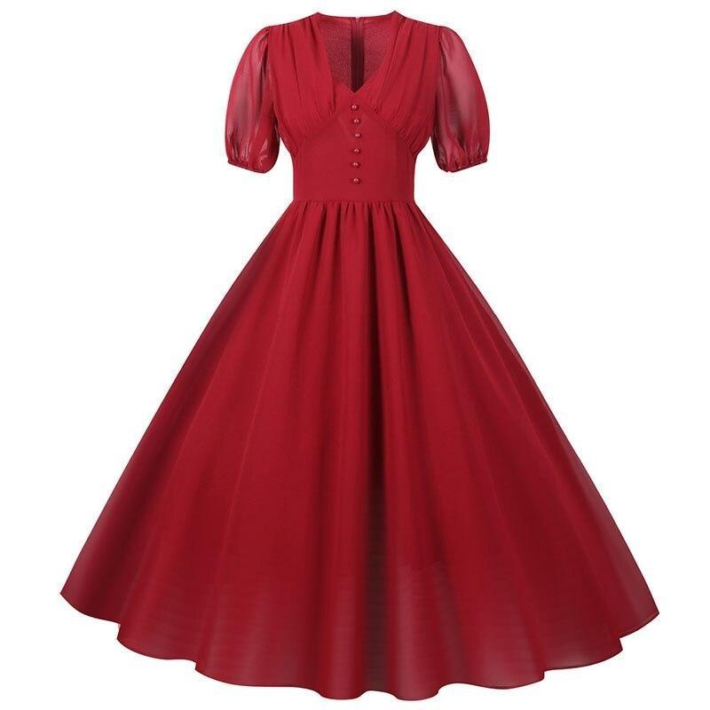 Burgundy Vintage 50s Long Dress