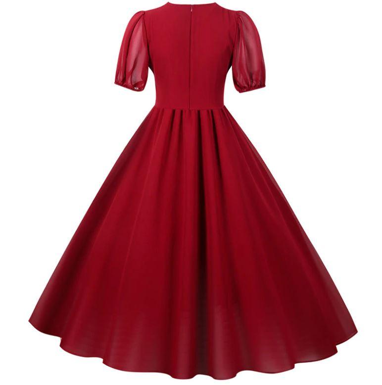 Burgundy Vintage 50s Long Dress