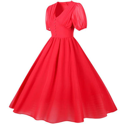 Red Vintage 50s Long Dress