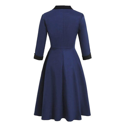 Navy Long Sleeve Vintage Dress