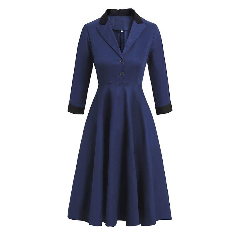 Navy Long Sleeve Vintage Dress