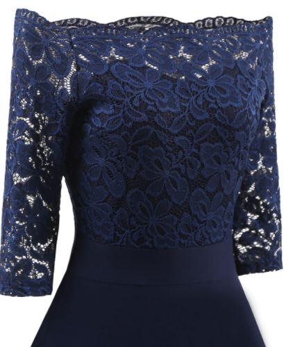 60s Wedding Dress Navy