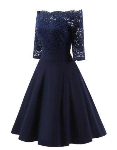60s Wedding Dress Navy