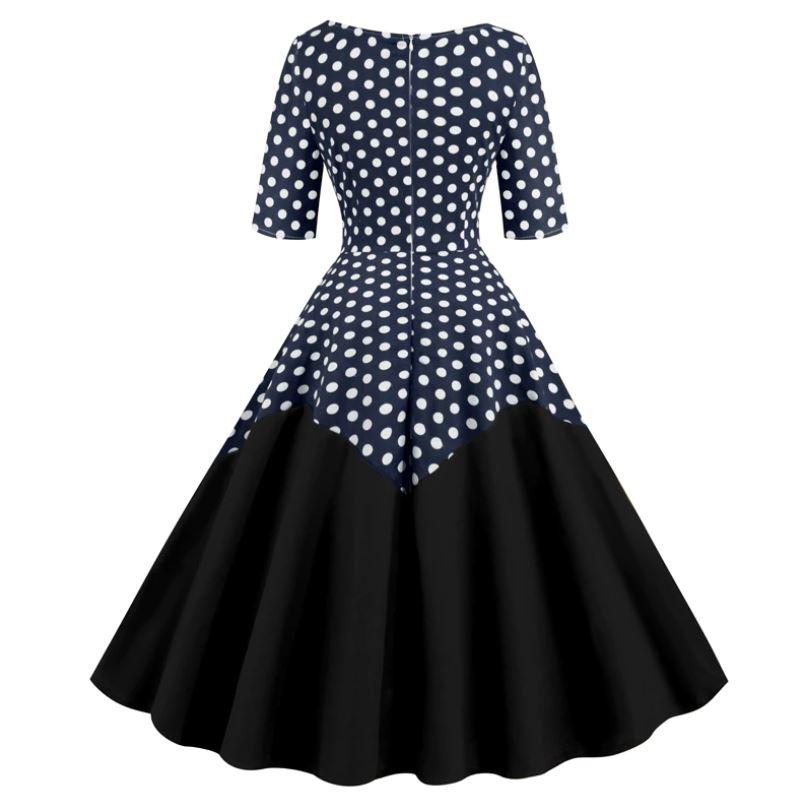 1950s Blue Polka Dot Bustier Dress
