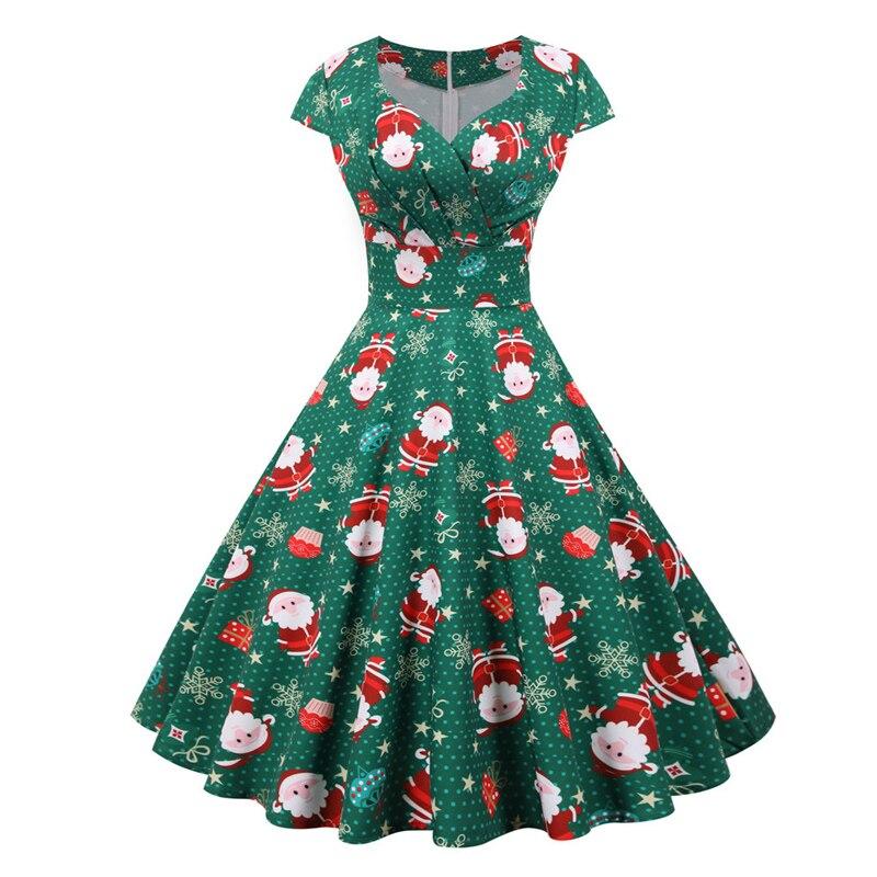 Green Plus Size Christmas Vintage Dress