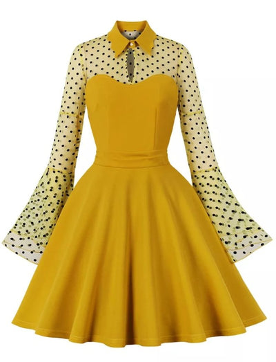 Yellow Plus Size Vintage Pin Up Dress