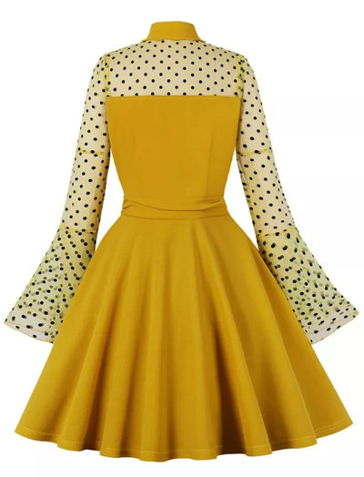 Yellow Plus Size Vintage Pin Up Dress