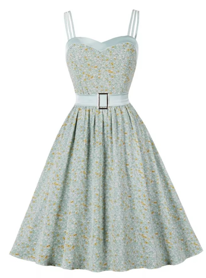 Floral Print Vintage Pin Up Dress