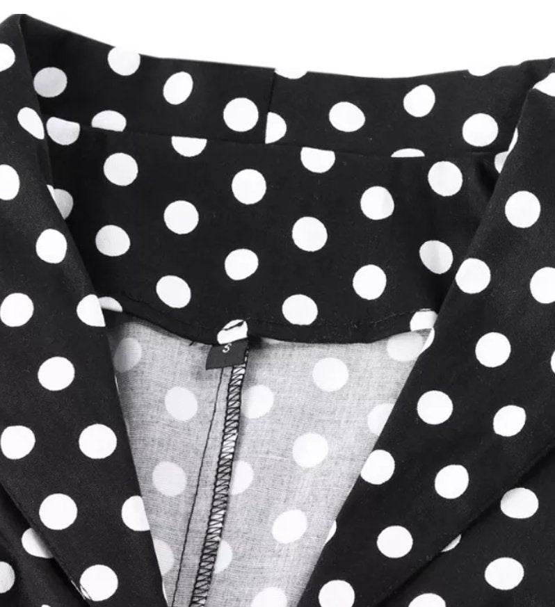 Vintage Pin Up Black Polka Dot Dress