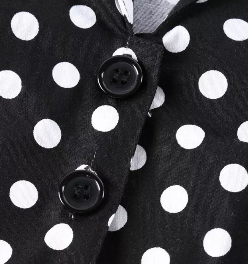 Vintage Pin Up Black Polka Dot Dress