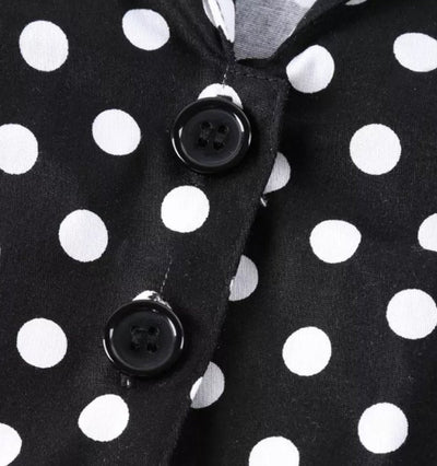 Vintage Pin Up Sort Polka Dot Kjole