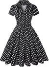 Vintage Pin Up Sort Polka Dot Kjole