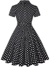 Vintage Pin Up Sort Polka Dot Kjole