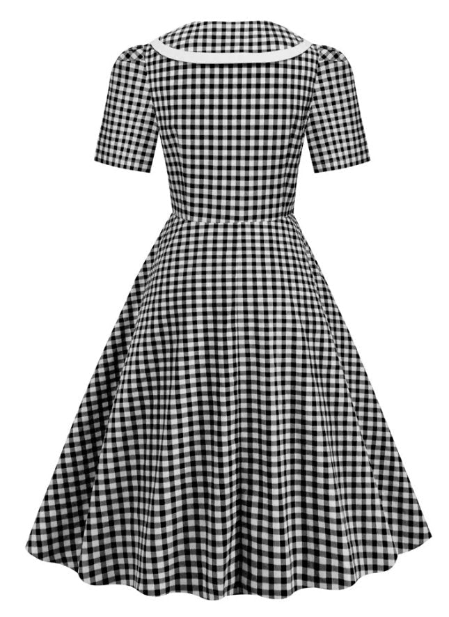 Vintage Checkered Pin Up Dress Black