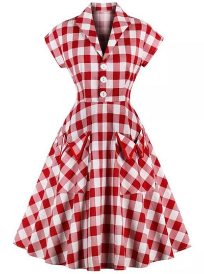 Red Checkered Vintage Pin Up Dress