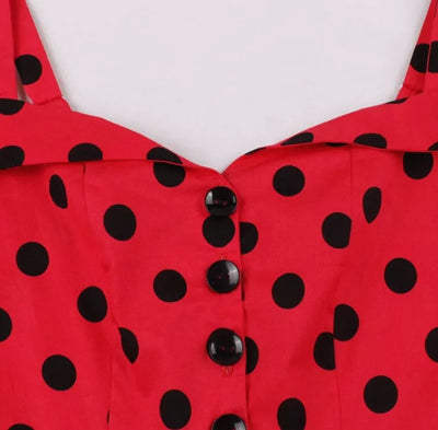 Vintage Pin Up červené bodkované šaty