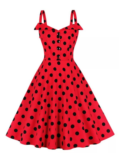 Vintage Pin Up červené bodkované šaty