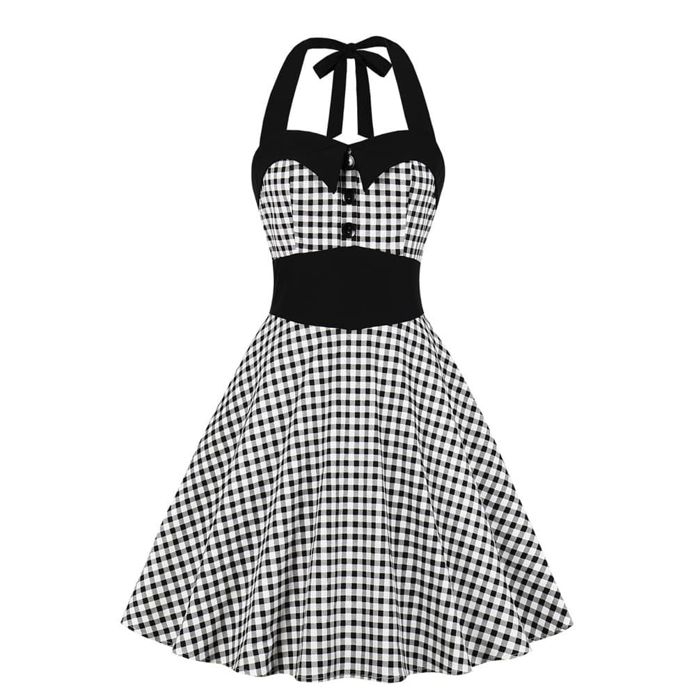Vintage Dress - Black Gingham Pin-Up