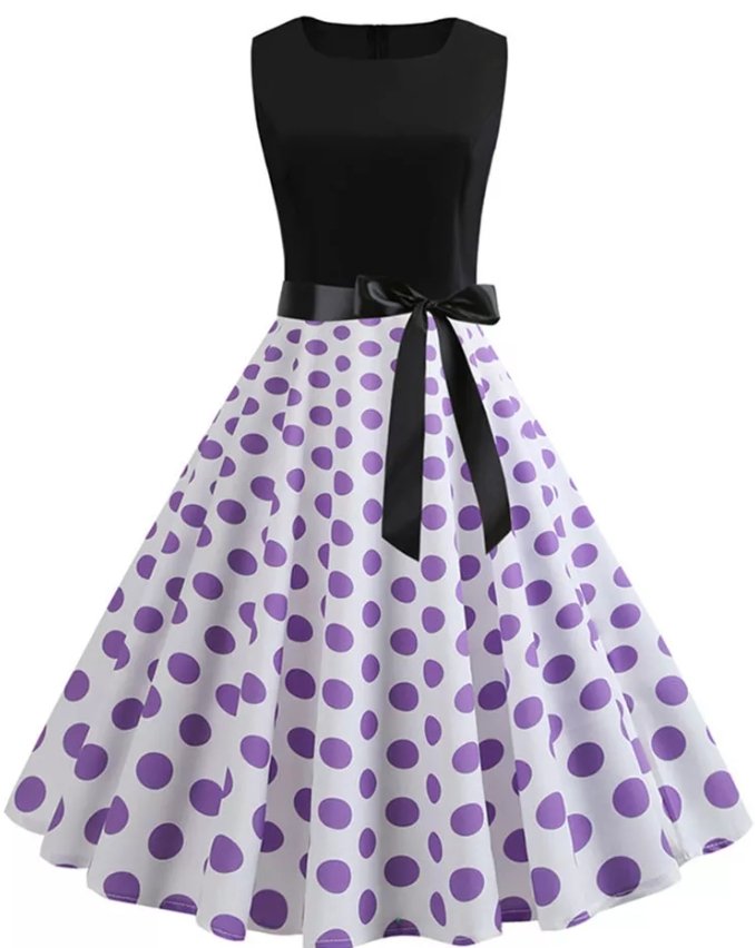Polka Dot Purple Pin Up Vintage Dress