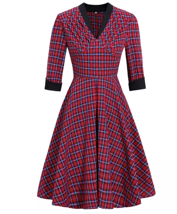 Red Plaid Vintage Dress