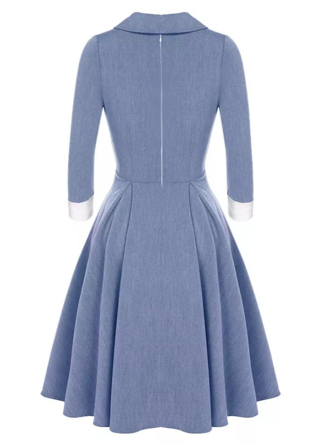Blue Pleated Vintage Dress