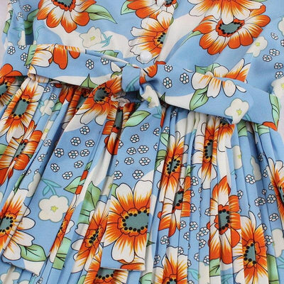 Sky Pleated Vintage Dress