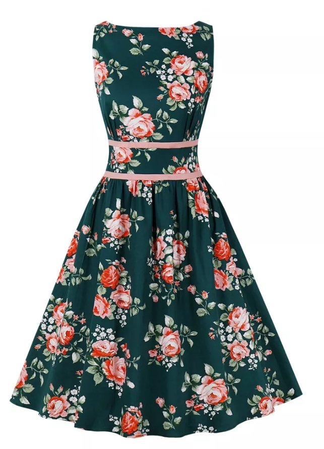 Floral Pleated Vintage Dress