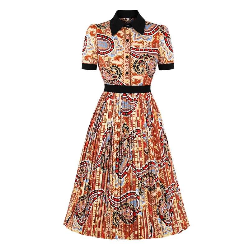 Orange Pleated Vintage Dress