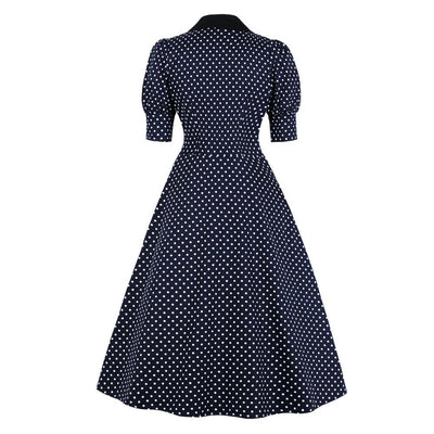 Navy Polka Dot Vintage Dress