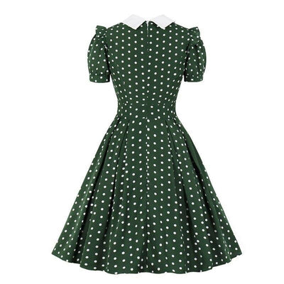 Grøn polka Dot vintage kjole