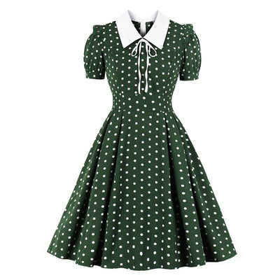 Grøn polka Dot vintage kjole