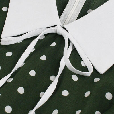 Grøn polka Dot vintage kjole