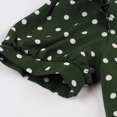 Grøn polka Dot vintage kjole