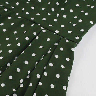 Grøn polka Dot vintage kjole