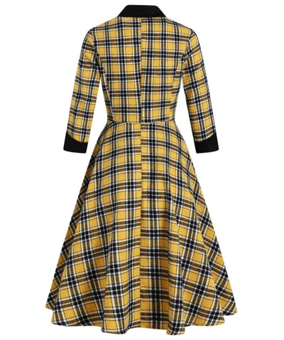 Yellow And Black Striped Vintage Dress