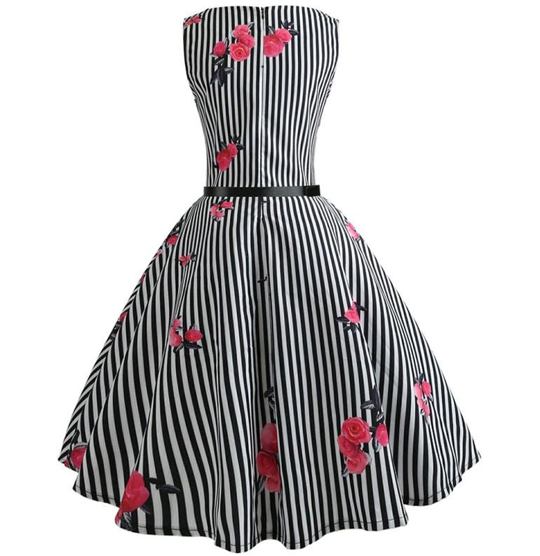 Black And White Striped Vintage Dress