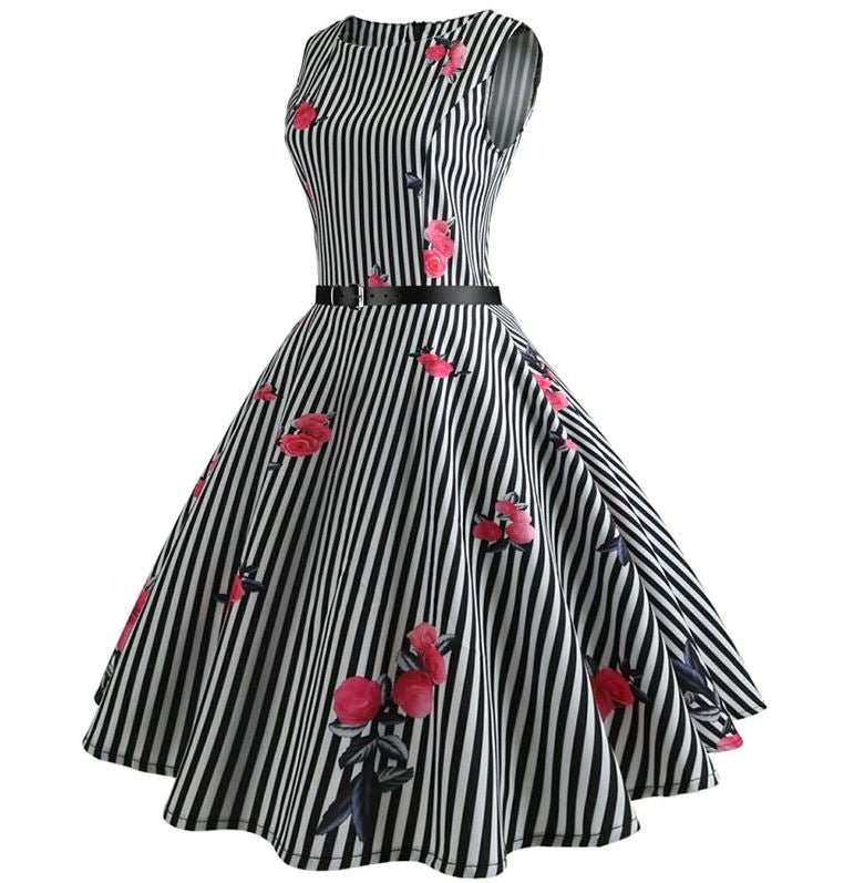 Black And White Striped Vintage Dress