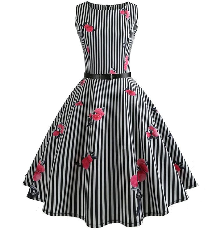 Black And White Striped Vintage Dress