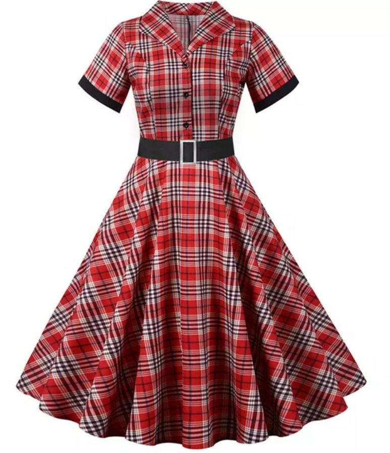 Red And Black Striped Vintage Dress