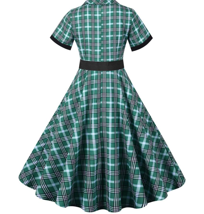 Green And Black Striped Vintage Dress