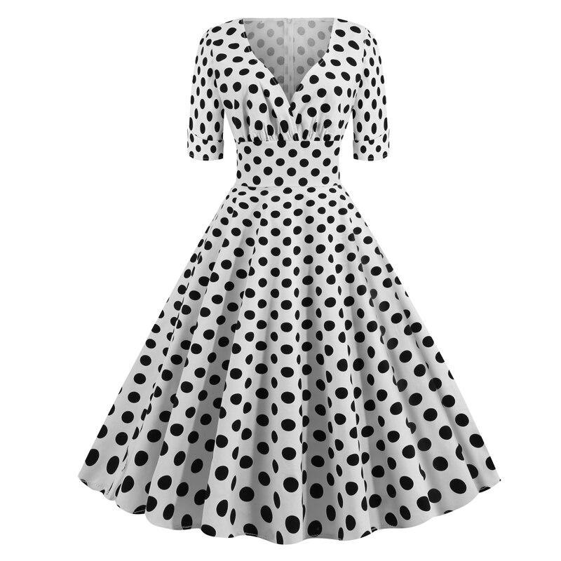 Vintage Rockabilly kjole 50&#39;er hvide prikker