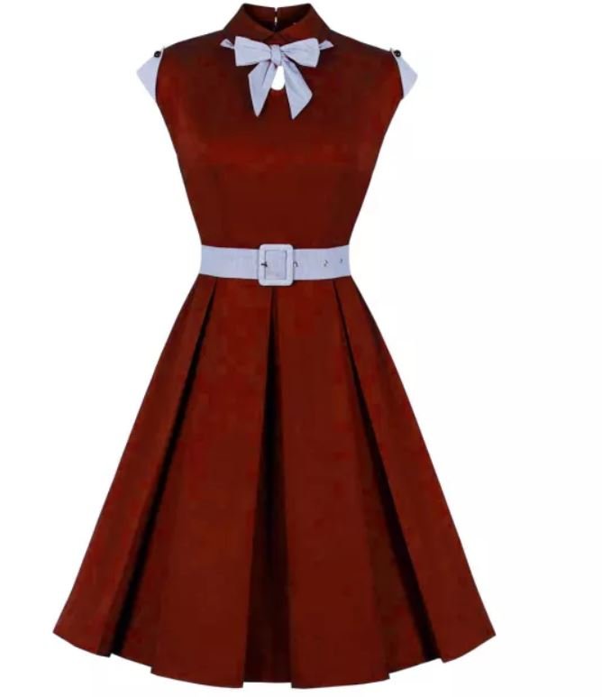 Vintage 50s Rockabilly Dress Burgundy