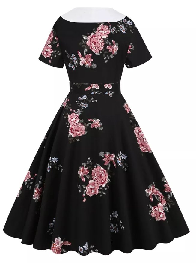 Vintage 50s Rockabilly Dress Flowers