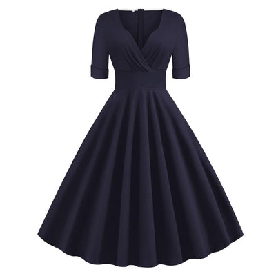 Vintage 50s Rockabilly Dress Navy