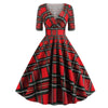 Vintage Rockabilly 50s Tartan Red Dress